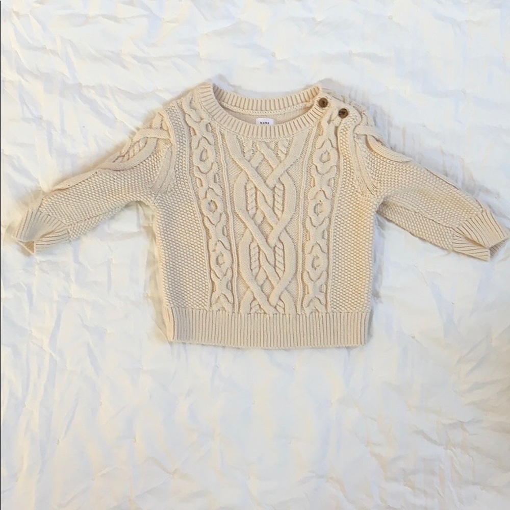 EUC GAP Baby Boy Cable Knit Sweater — Cream—12-18m